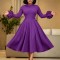 Large semi high neck long sleeved three-dimensional floral sleeves elegant mid to long style dress with a large skirt and temperament