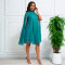 Women's stand collar shawl sleeves pleated chiffon skirt loose A-line cape dress European and American banquet evening dress