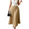 Women's high waisted elastic pleated long skirt with a large swing and a sense of drape, elegant plus size skirt    12COLOR