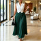 Sleeveless lapel vest set, elastic waist, pleated half body long skirt, cross-border women's two-piece set
