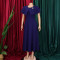 Oversized women's cape shawl dress with round neckline and waist cinching for slimming, A-line mid length skirt dress