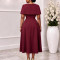 Oversized women's cape shawl dress with round neckline and waist cinching for slimming, A-line mid length skirt dress