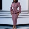 Stand collar ruffle edge waist cinching top, half skirt two-piece set, feminine temperament, commuting long sleeved, professional hip hugging set