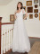 New French cross-border pastoral style white large swing V-neck short sleeved elegant backless banquet wedding dress
