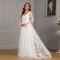 Women's plus size V-neck long sleeved sexy backless white grand wedding dress