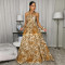 New women's leopard print hollowed out waist cinching big swing vacation style beach dress