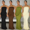 New women's strapless hanging fish tail long skirt sexy hip hugging banquet dress