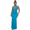 New women's neck hanging deep V-fold fish tail evening dress slim fit banquet party dress
