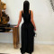 New women's solid color U-neck high waist slim fit wide leg pants sexy spicy girl casual jumpsuit