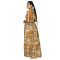 New women's leopard print hollowed out waist cinching big swing vacation style beach dress
