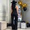New women's sexy Western style hanging neck tassel wide leg pants slim fit party jumpsuit