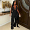 New women's hanging neck, swinging collar, irregular ribbon top, wide leg pants, temperament set