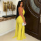 New women's hanging neck, swinging collar, irregular ribbon top, wide leg pants, temperament set