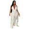 New women's hanging neck, swinging collar, irregular ribbon top, wide leg pants, temperament set