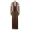 New women's high-end strapless elegant pile collar pleated waist fish tail dress
