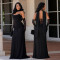 New women's high-end strapless elegant pile collar pleated waist fish tail dress