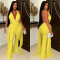 New women's hanging neck, swinging collar, irregular ribbon top, wide leg pants, temperament set