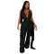 New women's hanging neck, swinging collar, irregular ribbon top, wide leg pants, temperament set