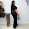 Women's  style collar twisted short top, wide leg casual pants set