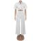 Women's  style collar twisted short top, wide leg casual pants set