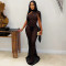 New Women's Sexy Perspective Lace Shawl Fish Tail Long Dress Nightclub Hip Wrap Dress