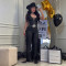New women's sexy Western style hanging neck tassel wide leg pants slim fit party jumpsuit