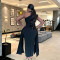 New women's slanted shoulder hollowed out design with high waist, slim fit and high-end dress