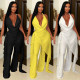 New women's hanging neck, swinging collar, irregular ribbon top, wide leg pants, temperament set