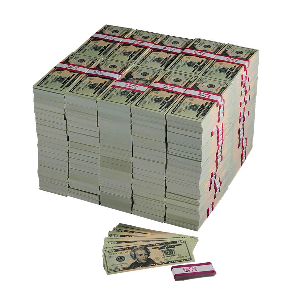 Prop Money 20s Реалистичные игровые деньги | Полная печать 2-сторонняя монопольная банкнота