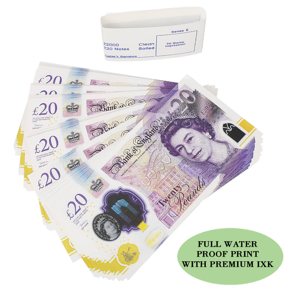 NEW EDITION PROP MONEY UK 20 GBP POUNDS  REALISTIC MONEY FAKE POUNDS NOVELTY PRETEND COUNTING LEARNING REPRODUCTION 100PCS