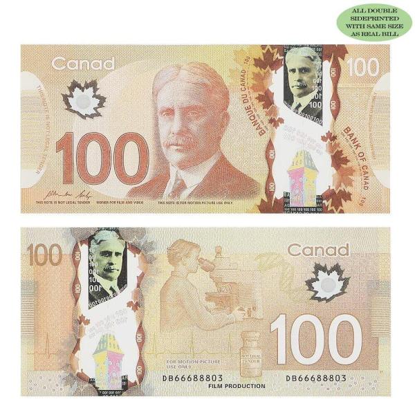 Prop Canadian Money 100s |CANADIAN DOLLAR CAD BANKNOTES PAPER PLAY MONEY MOVIE PROPS