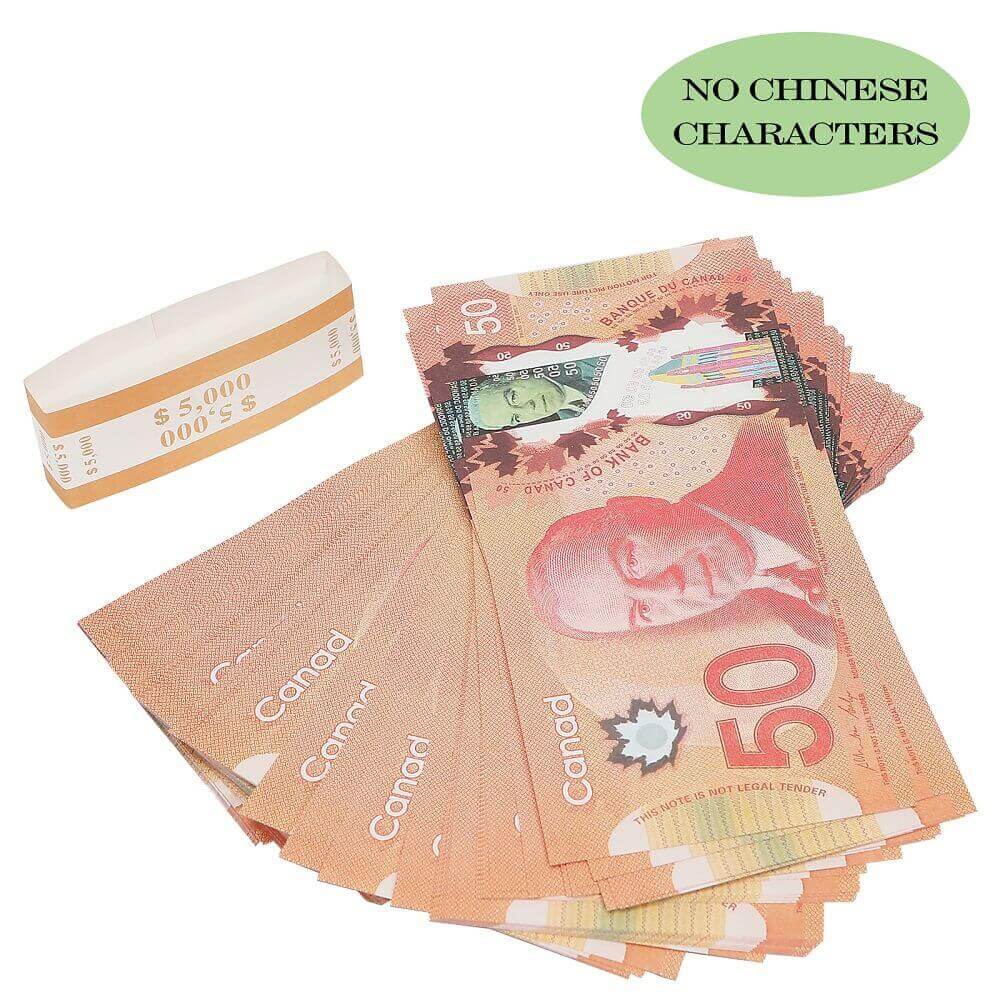 Prop money Canadian Dollar | Realistic Canadian 50S dollar| Cad Banknotes Paper Play Money Movie Props