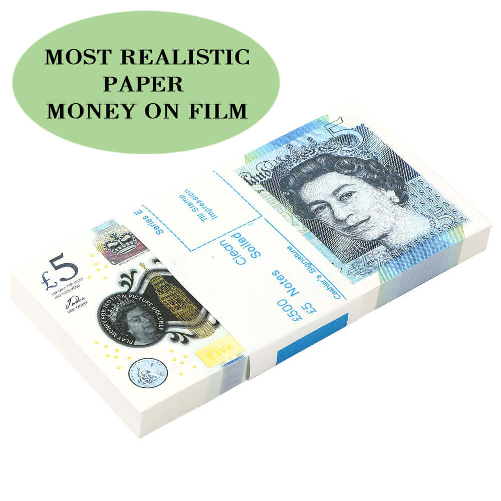 PROP MONEY | UK PROP MONEY | UK POUNDS GBP BANK 100 5 NOTES Extra Bank Strap - Movies Play Fake Casino 1:1 Size