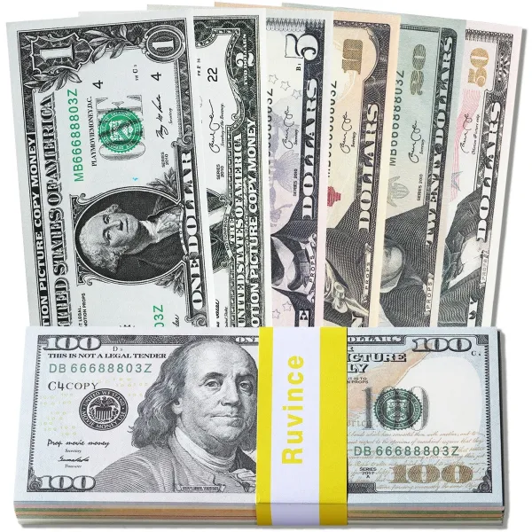 RUVINCE Play Money That Looks Real Prop Money Dollar $3,760 Copy Money USD Cinema Props Prop Stack