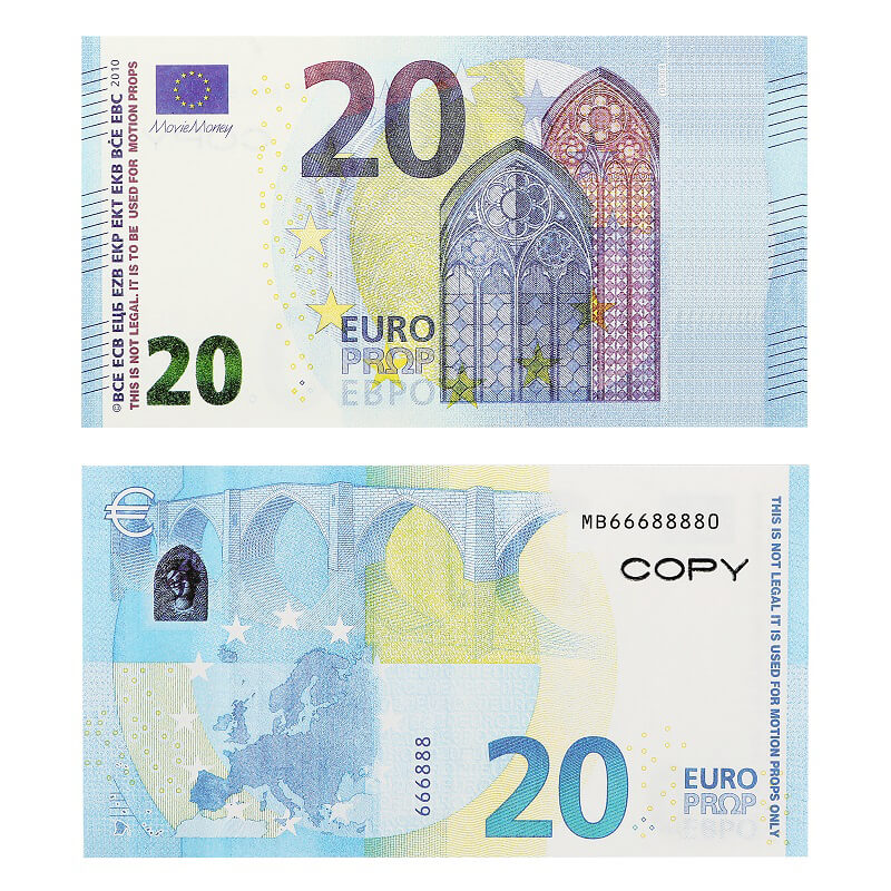 Поддельные евро заготовки 20 Евро на продажу | Поддельные евро для фильмов, Kid Play Euro Ticket
