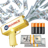 Стрелок из пистолета для денег - Пистолет для денег RUVINCE с реквизитом, пистолет для реквизита Make it Rain с 200 шт. 100-долларовыми банкнотами, поставляется с 4 батареями Duracell AA