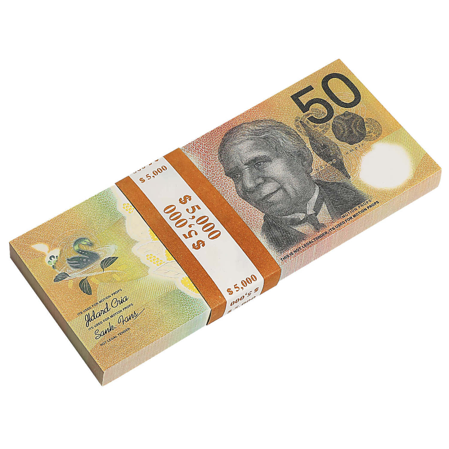 Best Australian Prop Money AUD $50 Bills $5000 Full Print 1 Stack