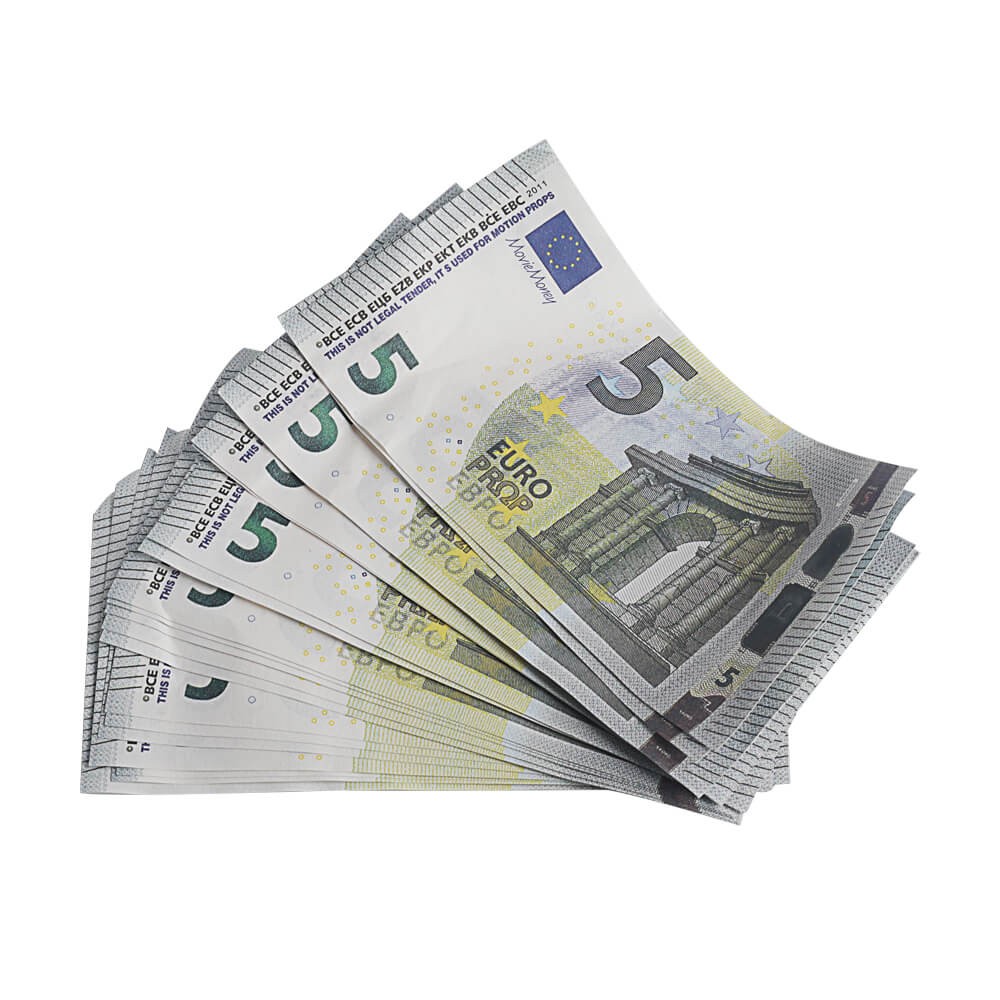Aged Prop Money Euro 5 Full Print Strobe Money for Music Videos Tiktok