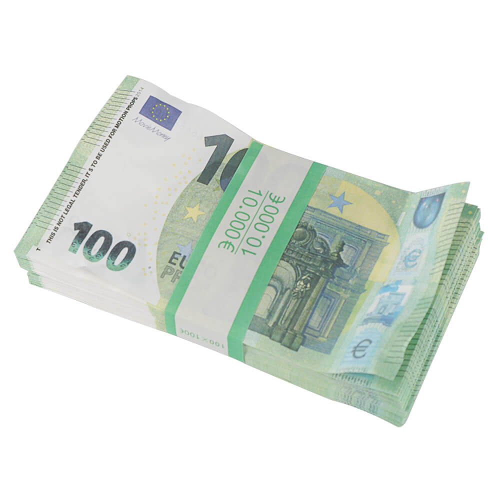 Prop Movie Money Euro Aged €100 Bills Full Print Realistic