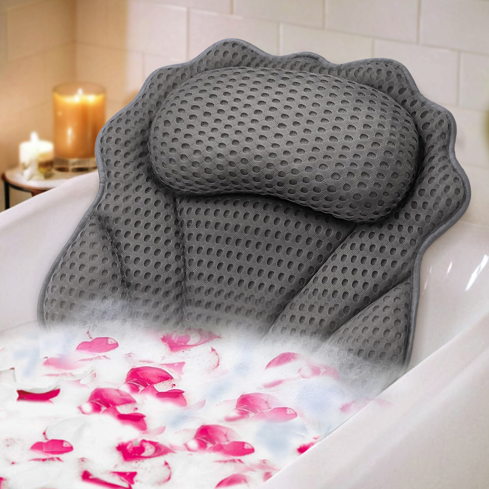 RUVINCE Bath Pillow for Tub - Head, Neck and Back Support with Suction Cups