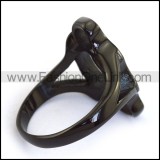 Black Plated Stianless Steel Fist Hollow Ring r003902