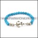 Light Blue Rosary Beads Bracelet with Steel Anchor Charm b006114