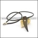Black Rubber Necklace with a Sparkle Stone  n000979