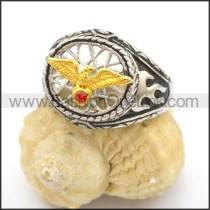 Eagle with Red Rhinestone Stainless Steel Ring  r002760
