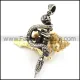Retro Silver Steel Casting Snake Tattoo Gun Pendant p004759