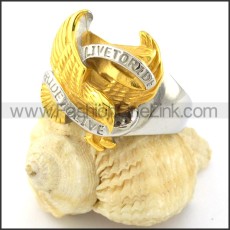 Yellow Gold-plating Live to Ride Eagle Ring r000890