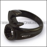 Black Stainless Steel Screw Wrench Biker Ring r003670