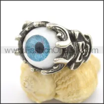 Stainless Steel Prong Setting Blue Eye Ring r002286