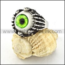 Stainless Steel Green Eye Ring r000532