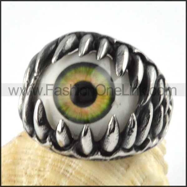 Stainless Steel Green Eye Ring r000081